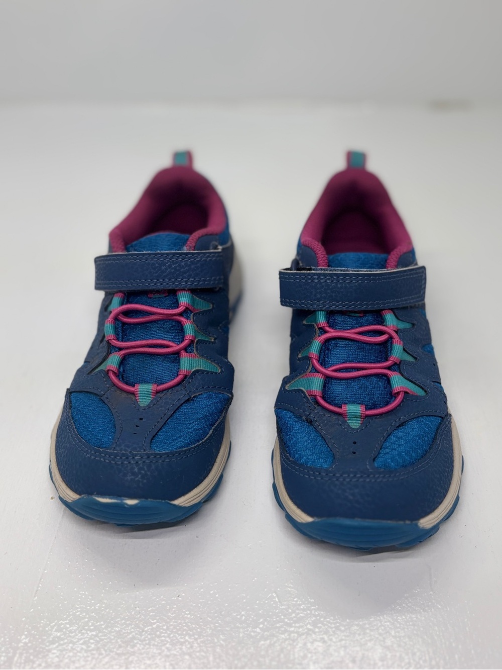 Merrell Kids Trail Running Hiking Shoes Blue Pink Hook & Loop Size 1 EU 32 - Picture 8 of 13